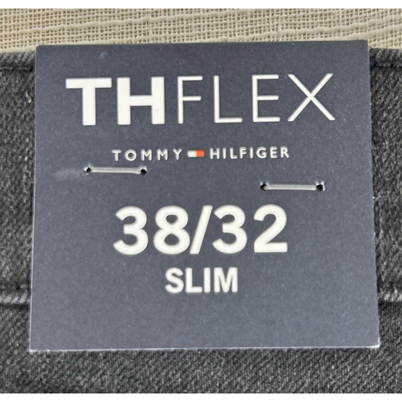 New Tommy Hilfiger THFlex Slim Mens Black Size 38x32 Jeans Stretch Denim NWT1092 - Picture 9 of 14